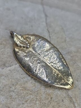 Gold Real Leaf Pendant Necklace Charm